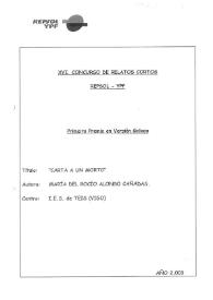 Carta a un morto / María del Rocío Alonso Cañadas | Biblioteca Virtual Miguel de Cervantes