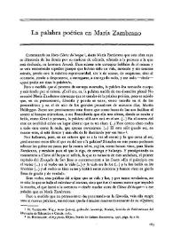 La palabra poética en María Zambrano / Clara Janés | Biblioteca Virtual Miguel de Cervantes