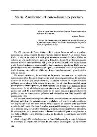 María Zambrano: el entendimiento poético / Francisco J. Satué | Biblioteca Virtual Miguel de Cervantes