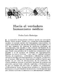 Hacia el verdadero humanismo médico / Pedro Laín Entralgo | Biblioteca Virtual Miguel de Cervantes