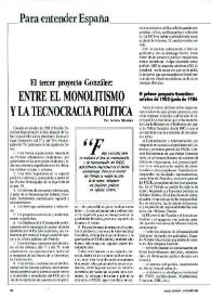 El tercer proyecto González: entre el monolitismo y la tecnocracia política / Por Arturo Moreno | Biblioteca Virtual Miguel de Cervantes