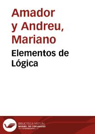 Elementos de Lógica | Biblioteca Virtual Miguel de Cervantes