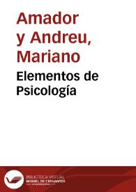 Elementos de Psicología | Biblioteca Virtual Miguel de Cervantes