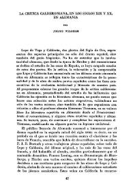La crítica calderoniana en los siglos XIX y XX en Alemania / por Julius Wilhelm | Biblioteca Virtual Miguel de Cervantes