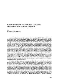Els musulmans a Catalunya (713-1153): una aproximació bibliogràfica / Per Pere Balañà i Abadia | Biblioteca Virtual Miguel de Cervantes