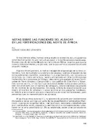 Notas sobre las funciones del albacar en las fortificaciones del norte de África / Por Carlos Gozalbes Cravioto | Biblioteca Virtual Miguel de Cervantes