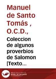 Coleccion de algunos proverbios de Salomon [Texto impreso] | Biblioteca Virtual Miguel de Cervantes