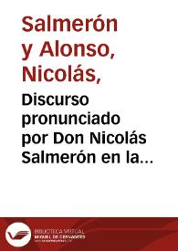 Discurso pronunciado por Don Nicolás Salmerón en la Asamblea del partido republicano progresista : el día 28 de enero de 1887 | Biblioteca Virtual Miguel de Cervantes