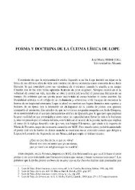 Forma y doctrina de la última lírica de Lope / José María Ferri Coll | Biblioteca Virtual Miguel de Cervantes