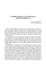 Zamora Vicente y la literatura hispanoamericana / Luis Sáinz de Medrano | Biblioteca Virtual Miguel de Cervantes
