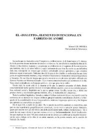El "dialetto", elemento intencional en Fabrizio de André / Manuel Gil Rovira | Biblioteca Virtual Miguel de Cervantes