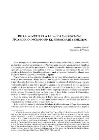 De la "venexiana" a la "viuda valenciana": picardía o ingenio en el personaje femenino / Anna Giordano | Biblioteca Virtual Miguel de Cervantes