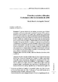 Derechos sociales y liberales: Un balance sobre la discusión de 2004 / María Beatriz Arriagada Cáceres | Biblioteca Virtual Miguel de Cervantes