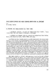 Dos ediciones de Abū Isḥāq Ibrāhīm al-Šāṭibī / Isabel Fierro | Biblioteca Virtual Miguel de Cervantes