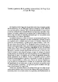 Teoría y práctica de la poética renacentista: de Fray Luis a Lope de Vega / Alicia de Colombí-Monguió | Biblioteca Virtual Miguel de Cervantes
