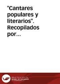"Cantares populares y literarios". Recopilados por Melchor de Palau [Selección de ilustraciones] | Biblioteca Virtual Miguel de Cervantes