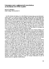 Literatura oral y subdesarrollo novelístico: un fenómeno del XVIII español / Rodney T. Rodríguez | Biblioteca Virtual Miguel de Cervantes