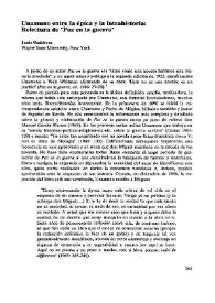 Unamuno entre la épica y la intrahistoria: Relectura de "Paz en la guerra"  / Jesús Gutiérrez | Biblioteca Virtual Miguel de Cervantes
