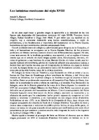 Los latinistas mexicanos del siglo XVIII  / Arnold L. Kerson  | Biblioteca Virtual Miguel de Cervantes