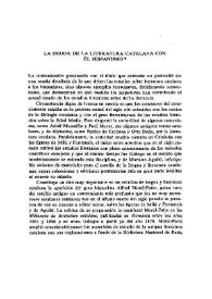 La deuda de la literatura catalana con el hispanismo / Pedro Bohigas | Biblioteca Virtual Miguel de Cervantes