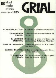 Grial : revista galega de cultura. Núm. 88, 1985 | Biblioteca Virtual Miguel de Cervantes
