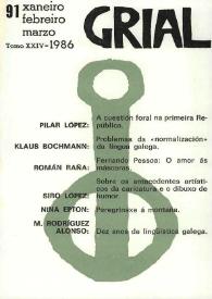 Grial : revista galega de cultura. Núm. 91, 1986 | Biblioteca Virtual Miguel de Cervantes