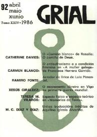 Grial : revista galega de cultura. Núm. 92, 1986 | Biblioteca Virtual Miguel de Cervantes