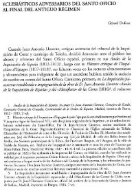 Eclesiásticos adversarios del Santo Oficio al final del Antiguo Régimen / Gérard Dufour | Biblioteca Virtual Miguel de Cervantes