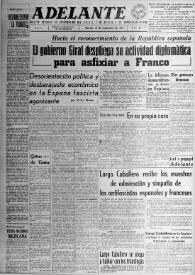 Adelante : Órgano del Partido Socialista Obrero Español de B.-du-Rh. (Marsella). Año I, núm. 49, 27 de septiembre de 1945 | Biblioteca Virtual Miguel de Cervantes