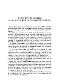 Derivaciones ocultas de "El Lazarillo de ciegos caminantes" / Emilio Carilla | Biblioteca Virtual Miguel de Cervantes