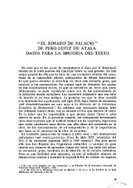 "El Rimado de Palacio" de Pero López de Ayala. Datos para la historia del texto  / Michel García | Biblioteca Virtual Miguel de Cervantes
