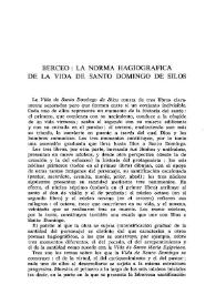 Berceo: la norma hagiográfica de la "Vida de Santo Domingo de Silos" / Joaquín Gimeno Casalduero | Biblioteca Virtual Miguel de Cervantes