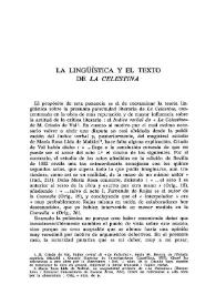 La lingüística y el texto de "La Celestina" / Daniel E. Gulstad | Biblioteca Virtual Miguel de Cervantes