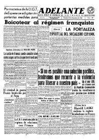Adelante : Órgano del Partido Socialista Obrero Español de B.-du-Rh. (Marsella). Año II, núm. 57, 25 de noviembre de 1945 | Biblioteca Virtual Miguel de Cervantes