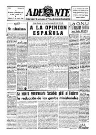 Adelante : Órgano del Partido Socialista Obrero Español de B.-du-Rh. (Marsella). Año II, núm. 95, 23 de agosto de 1946 | Biblioteca Virtual Miguel de Cervantes