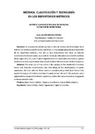 Métrica, clasificación y tecnología en los repertorios métricos / José Luis Rodríguez Gómez | Biblioteca Virtual Miguel de Cervantes