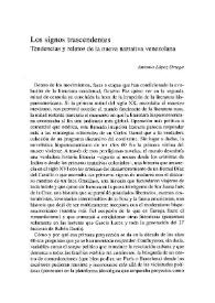 Los signos trascendentes. Tendencias y relatos de la nueva narrativa venezolana / Antonio López Ortega | Biblioteca Virtual Miguel de Cervantes