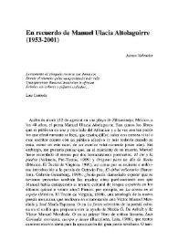 En recuerdo de Manuel Ulacia Altolaguirre (1953-2001) / James Valender | Biblioteca Virtual Miguel de Cervantes