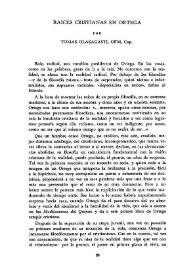 Raíces cristianas en Ortega / por Tomás Olasagasti, OFM, Cap. | Biblioteca Virtual Miguel de Cervantes