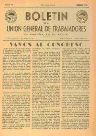 U.G.T. : Boletín de la Unión General de Trabajadores de España en Francia. Núm. 76, febrero de 1951 | Biblioteca Virtual Miguel de Cervantes