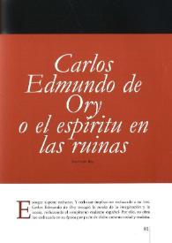 Carlos Edmundo de Ory o el espíritu en las ruinas / José Luis Rey | Biblioteca Virtual Miguel de Cervantes