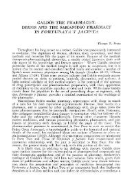 Galdós the pharmacist: drugs and the Samaniego pharmacy in "Fortunata y Jacinta" / Thomas R. Franz | Biblioteca Virtual Miguel de Cervantes