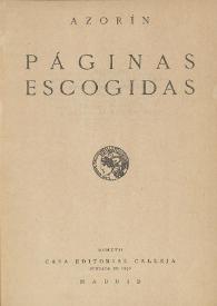 Páginas escogidas / Azorín | Biblioteca Virtual Miguel de Cervantes