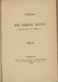Poesías / de Teodoro Martel Fernández de Córdoba | Biblioteca Virtual Miguel de Cervantes