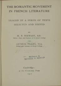 The romantic movement in French literature : traced by a series of texts / selected and edited by H.F. Stewart and Arthur Tilley, M. A. | Biblioteca Virtual Miguel de Cervantes