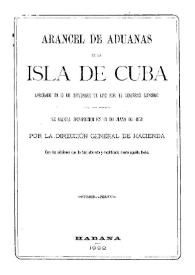 Portada:Arancel de aduanas de la isla de Cuba : aprobada en 10 de septiembre de 1870