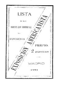 Lista de los objetos que comprende la exposición americanista | Biblioteca Virtual Miguel de Cervantes