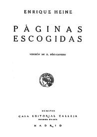 Páginas escogidas / Enrique Heine; versión de E. Díez-Canedo | Biblioteca Virtual Miguel de Cervantes