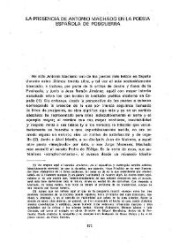La presencia de Antonio Machado en la poesía española de posguerra / José Olivio Jiménez | Biblioteca Virtual Miguel de Cervantes