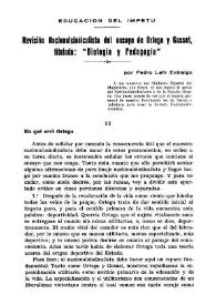 Revisión nacionalsindicalista del ensayo de Ortega y Gasset titulado "Biología y pedagogía". (II) / Pedro Laín Entralgo | Biblioteca Virtual Miguel de Cervantes